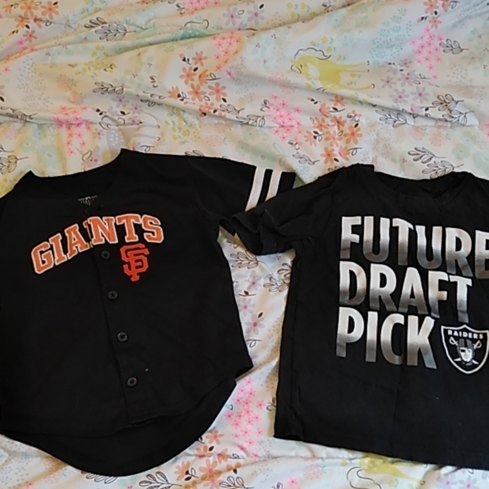 Boys 4T SF Giants & Oakland Raiders tops